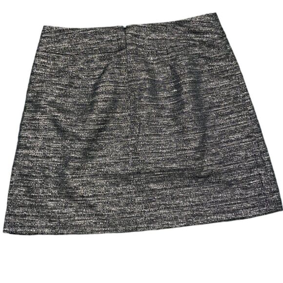 Loft Outlet Women's Black Metallic Silver Skirt Back Zipper Mini Skirt Sz 10 - Picture 5 of 7